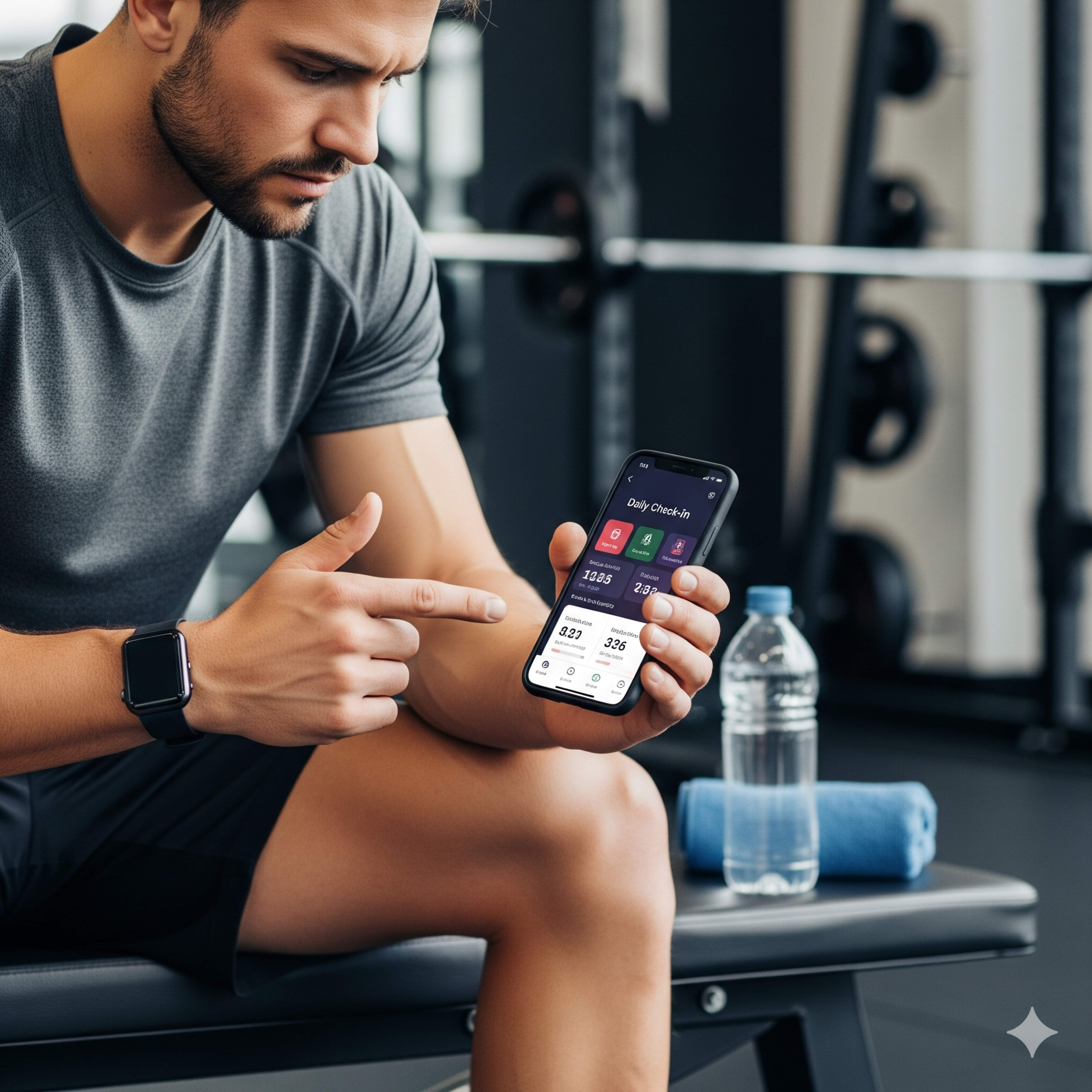 Athlete using phone for daily check-in